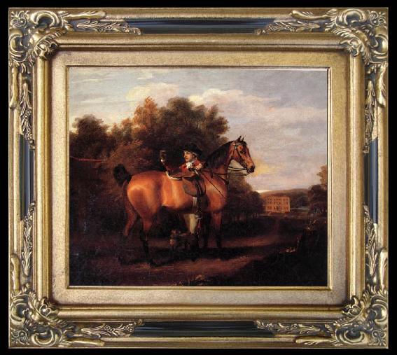 framed  Henry Walton A Gentleman,Said to Be mr Richard Bendyshe with his Favorite Hunter in a Landscape, Ta015
